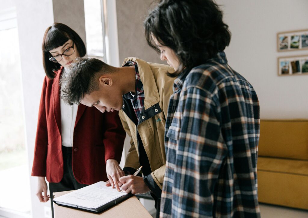 Man buying home with loan to finance the purchase of real estate