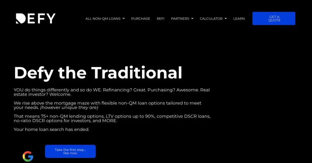 Angel Oak vs Defy Mortgage: Non-QM Comparison for Investors in 2026 2 Defy_homepage